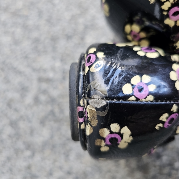 Tory Burch Minnie Flats Black Floral Patent Leather Ballet Shoes Size 11 - Picture 3 of 6